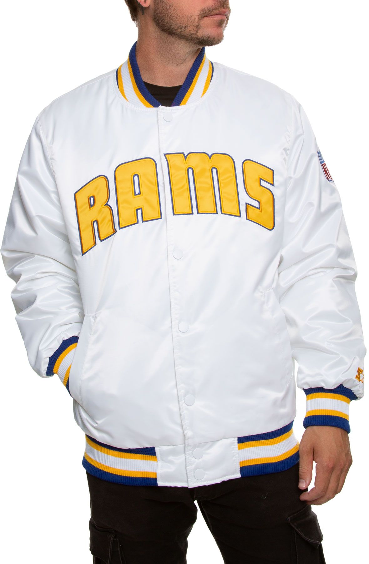 Los Angeles Rams Men's Lightweight Satin Jacket - White 22 Wht / 3XL