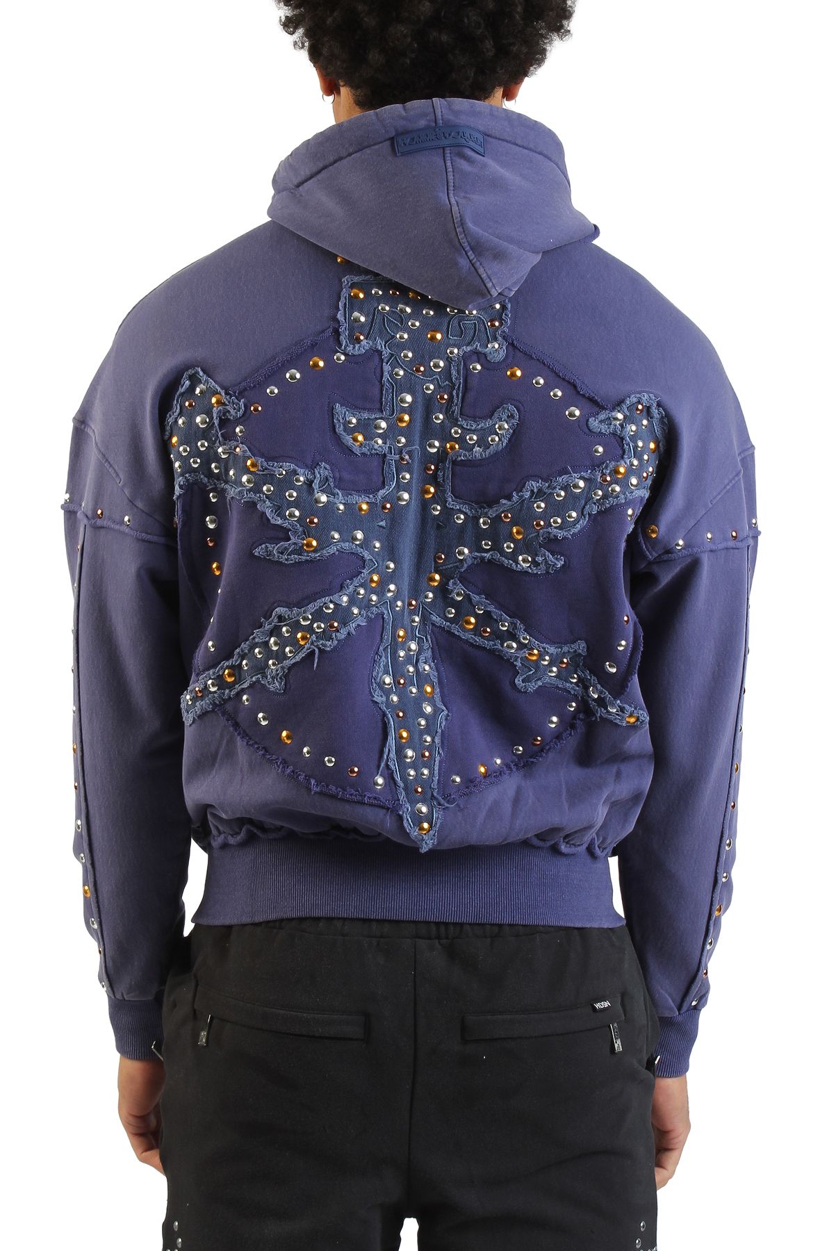 HUDSON Studded Oversized Hoodie 585-NAVY - Shiekh