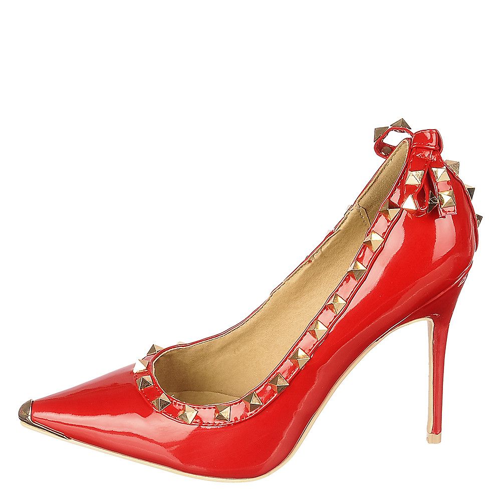 red studded high heels