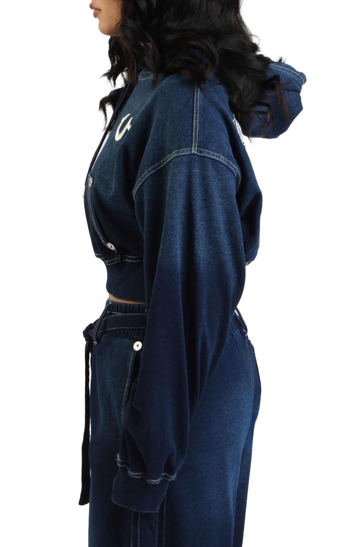 TRUE RELIGION Big T Buddha Crop Zip-Up Hoodie 210193C - Shiekh
