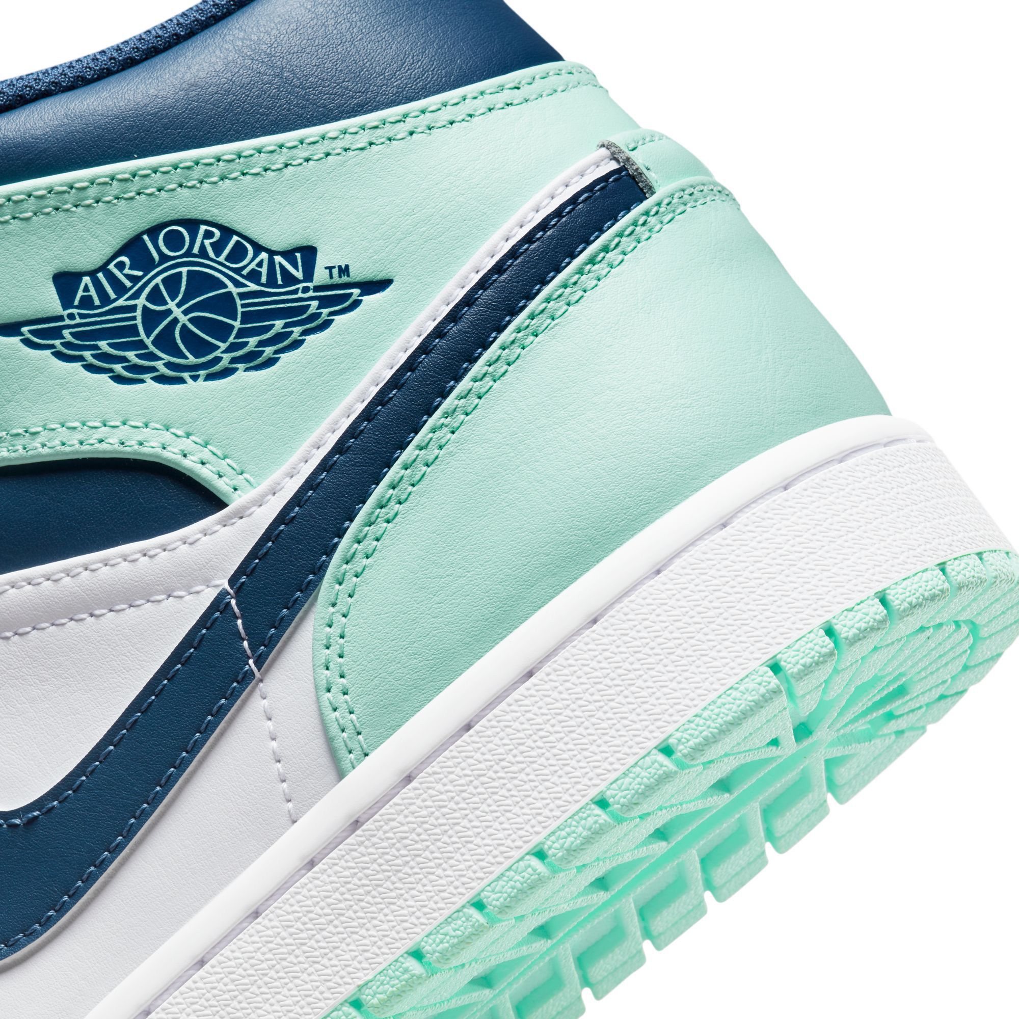 Size 9.5 - Nike Air Jordan 1 Mid Mystic Mens Navy Mint White Sneaker 554724-413 JORDAN 1 Mid 554724 413 - Shiekh main image 3