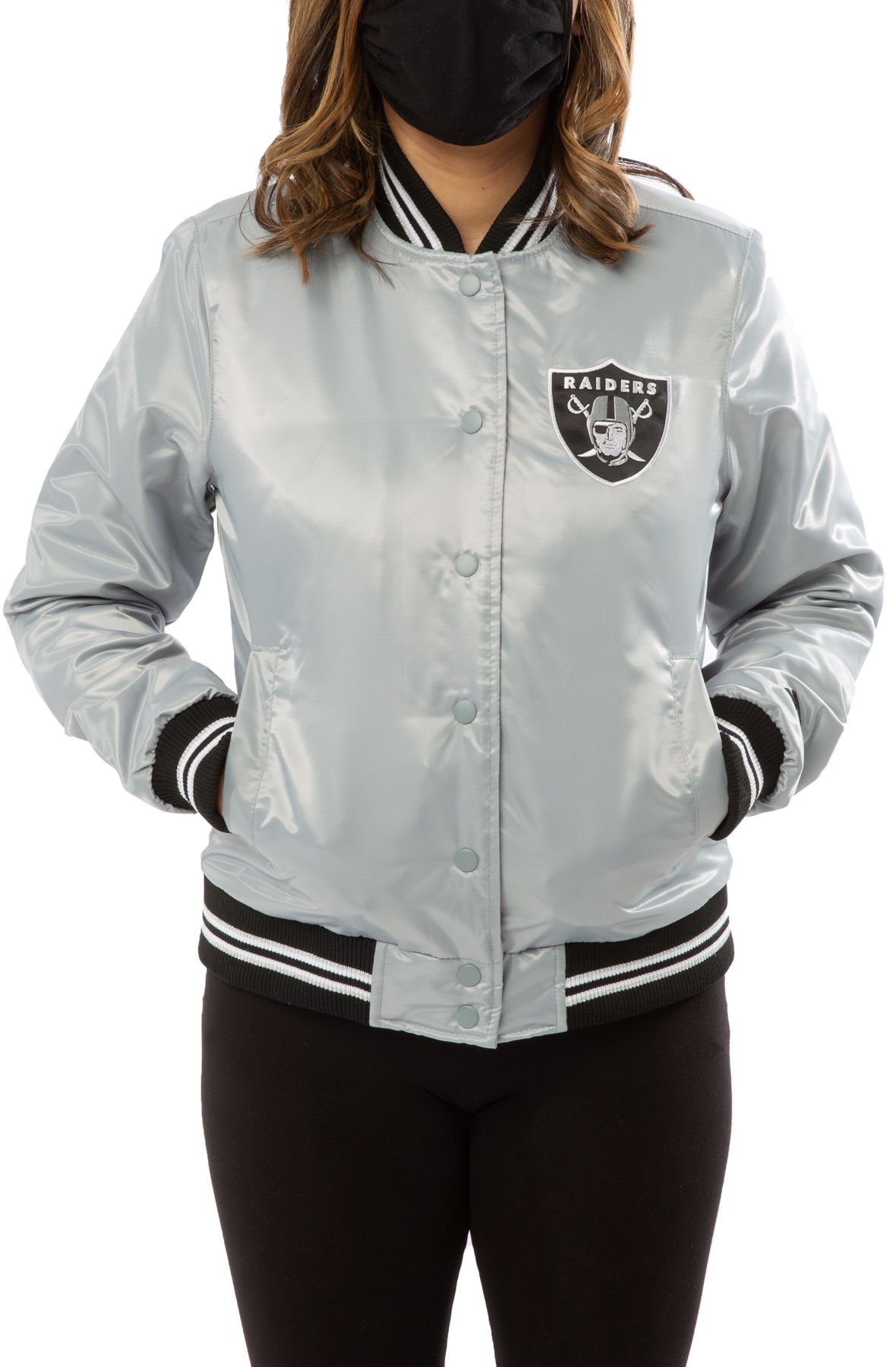 Black and Gray Starter Las Vegas Raiders Hooded Jacket - Jackets Masters