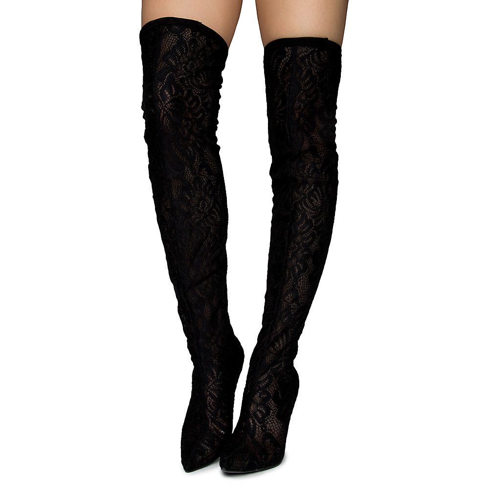 ANNE MICHELLE Dedicate-22s Over The Knee Boots JPM DEDICATE-22S BLKLCE ...