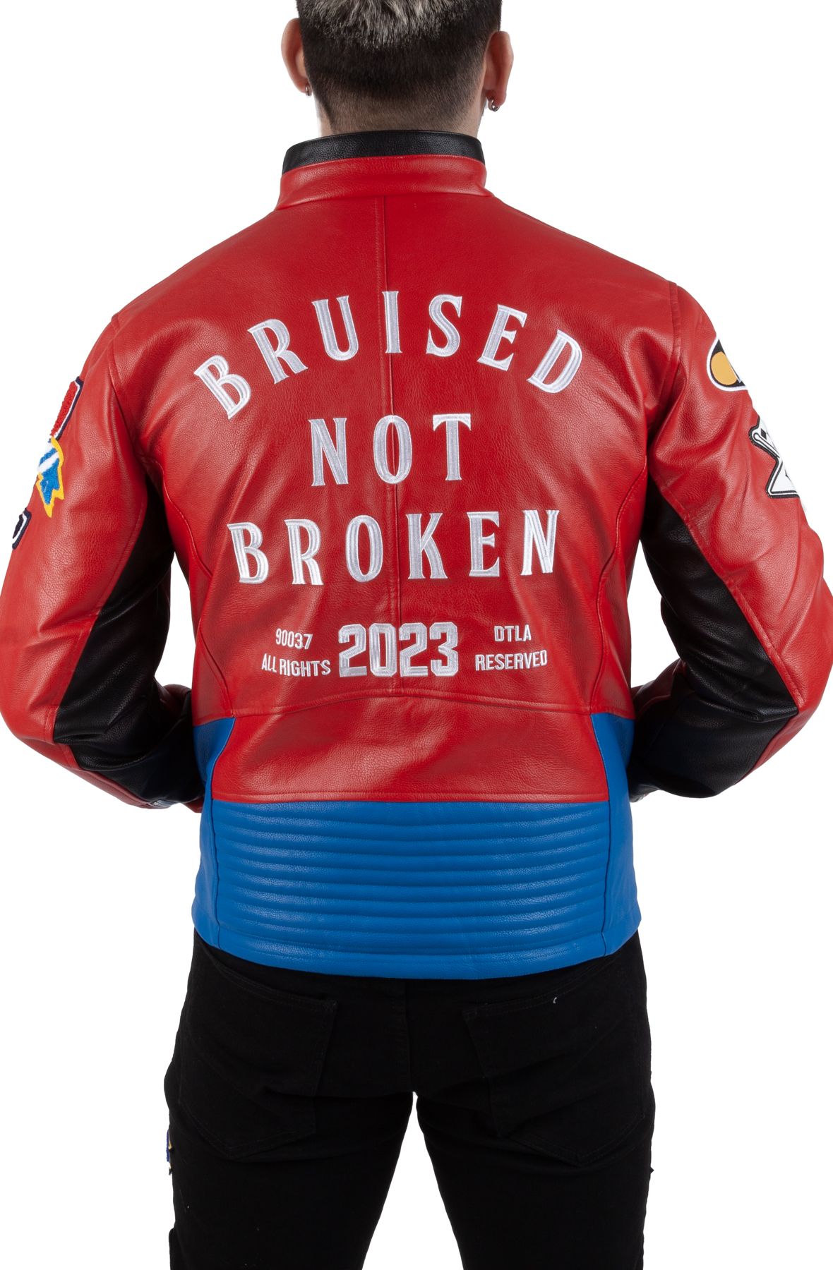 Akira Red Bomber Jacket  Akira Red Multi Patch Jacket