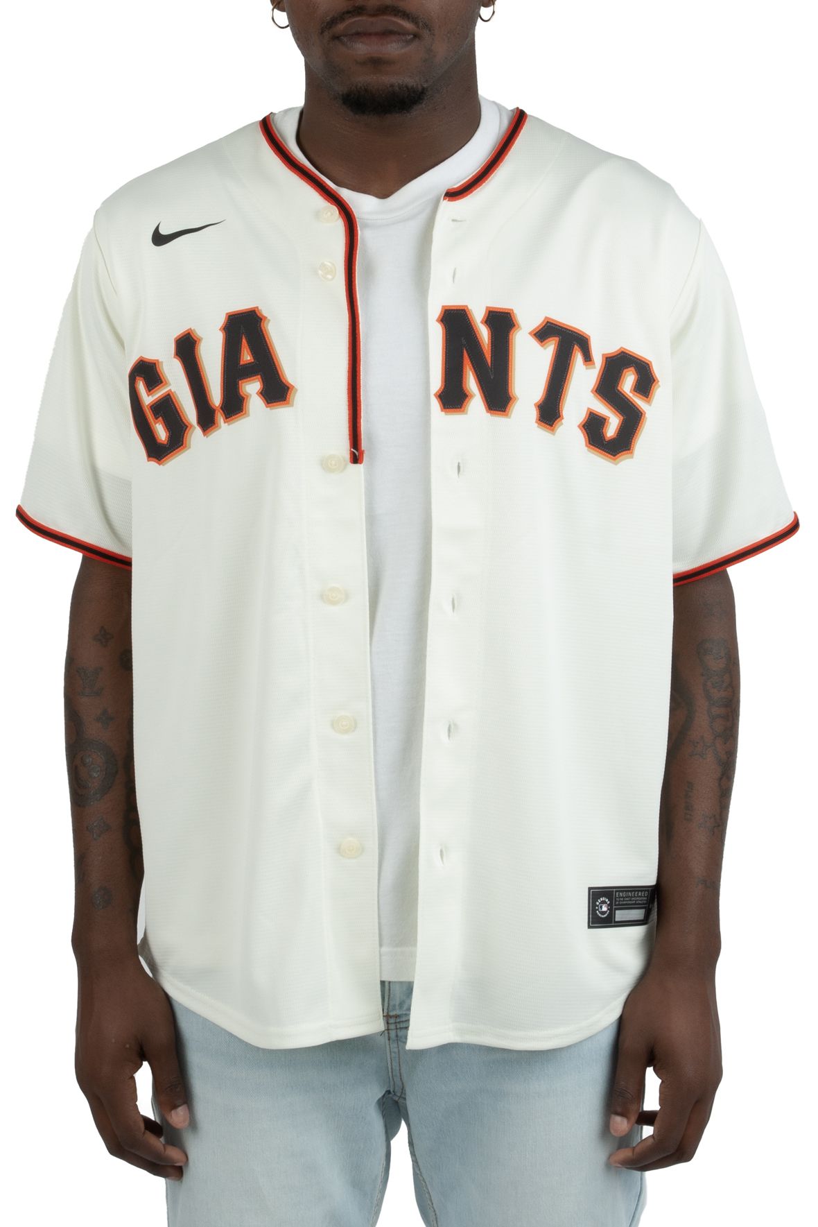 Men's True-Fan White/Black San Francisco Giants Pinstripe Jersey