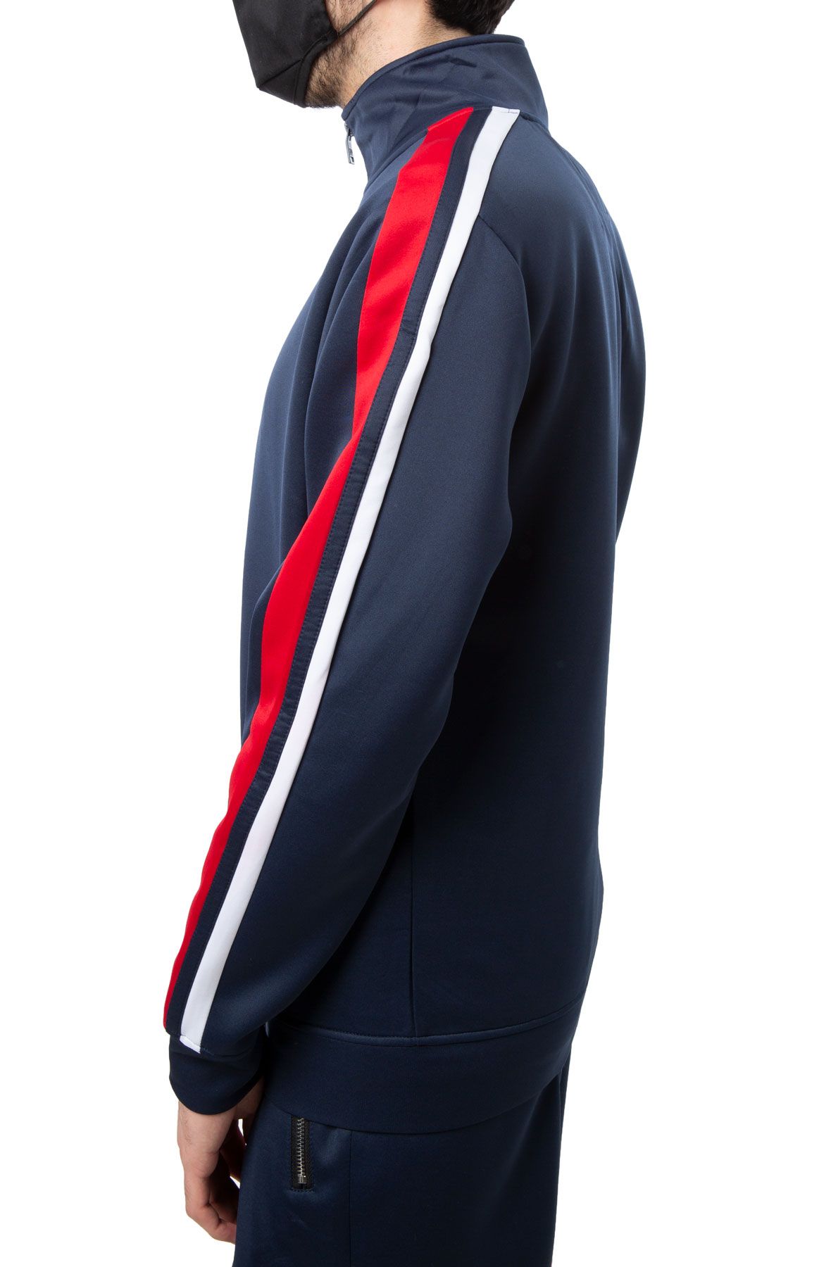 Blue jacket 2025 with red stripes