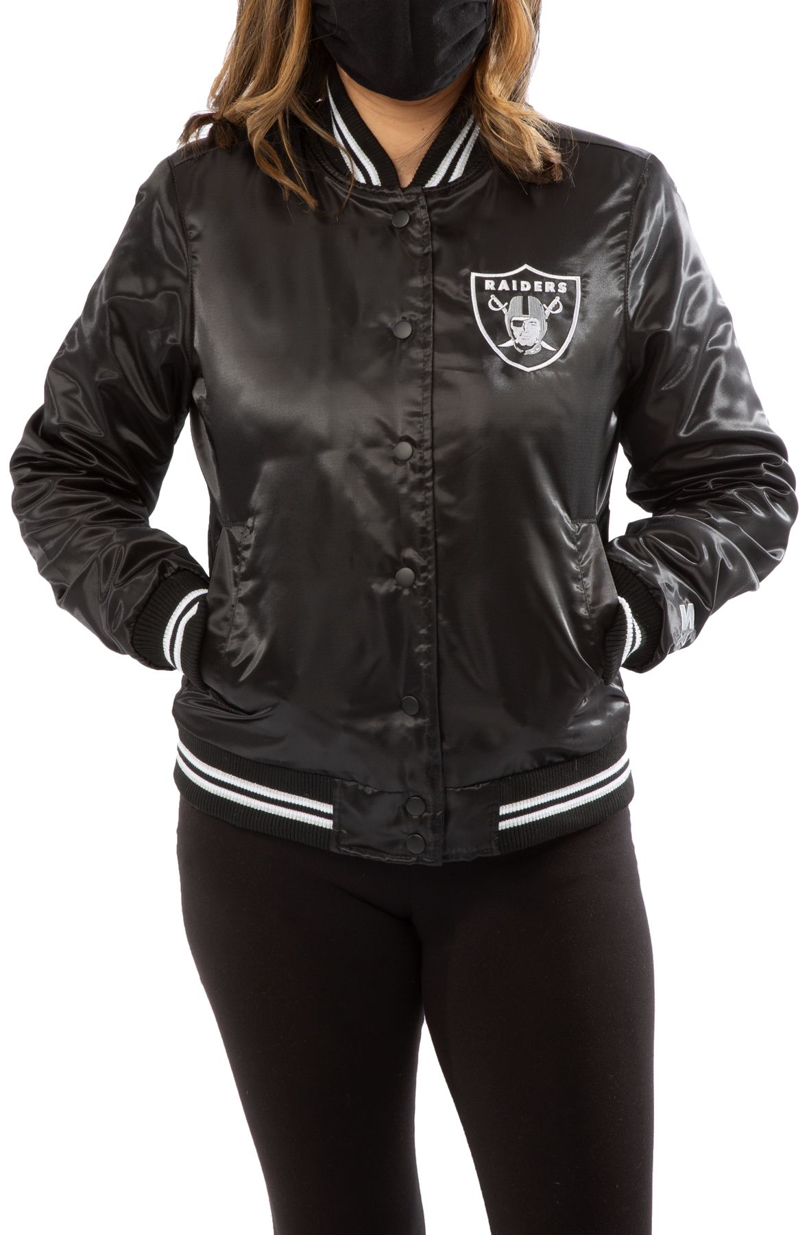 Raiders Jacket Las Vegas Hooded Big Logo STARTER Full Zip BLACK/GRAY S L XL  2X