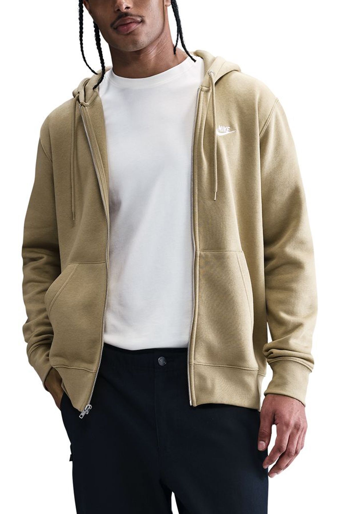 beige nike zip up hoodie