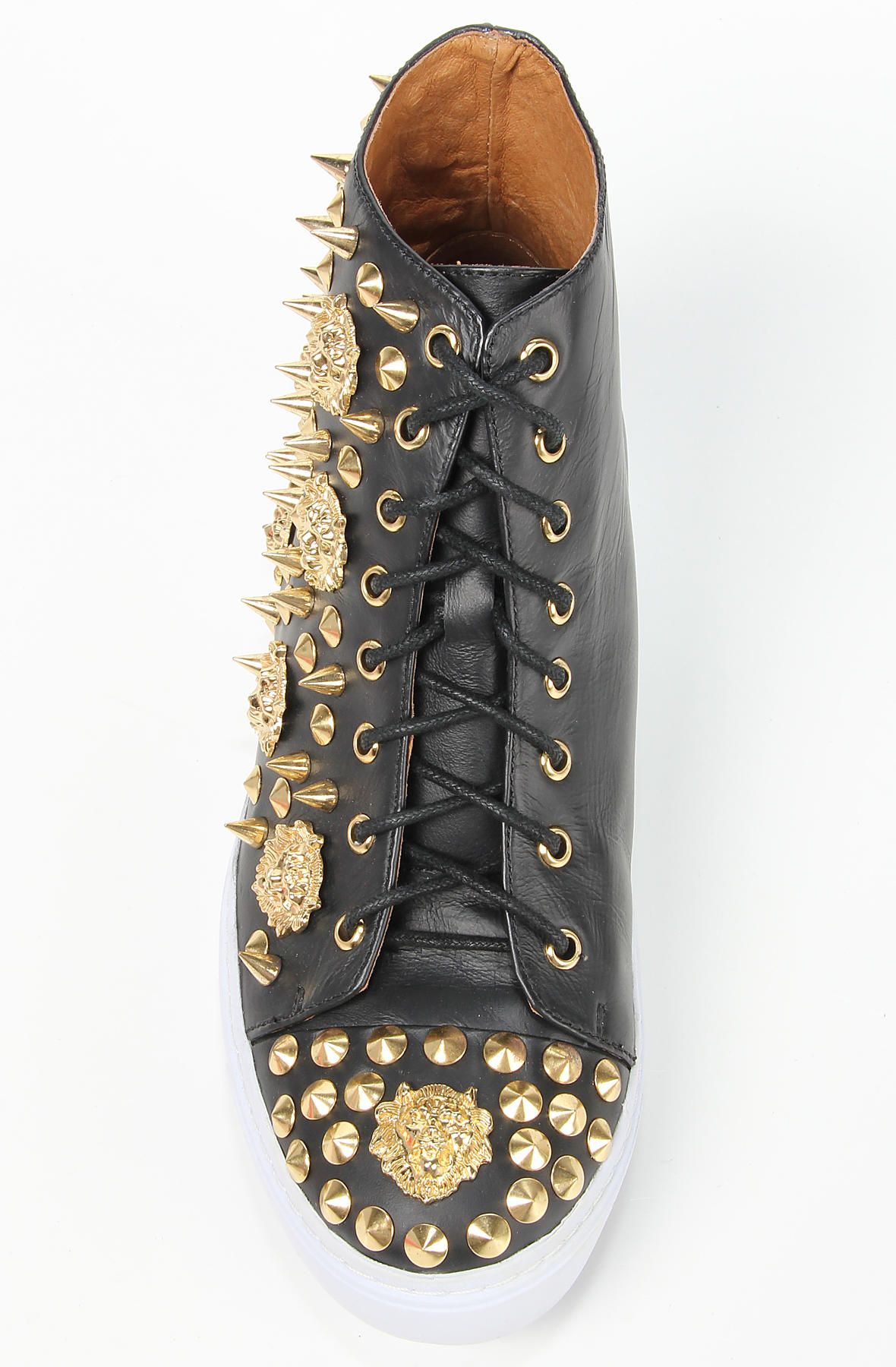 JEFFREY CAMPBELL The Adams Lion Sneaker in Black and Gold