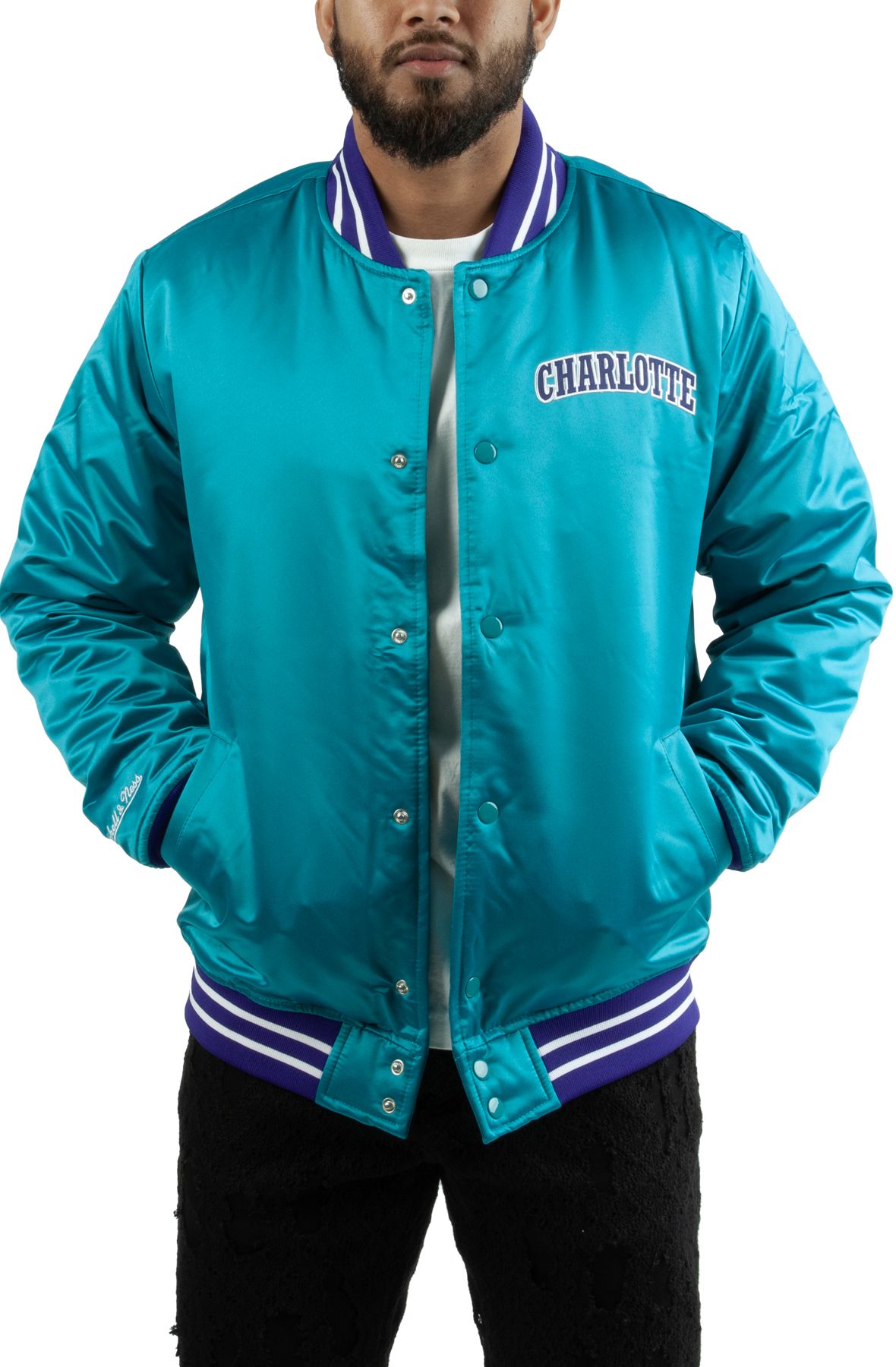 Mitchell & Ness Men's Charlotte Hornets Satin Jacket (Teal) XXL