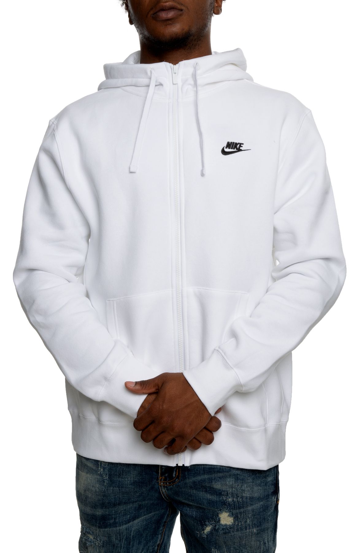 white nike zip up hoodie mens