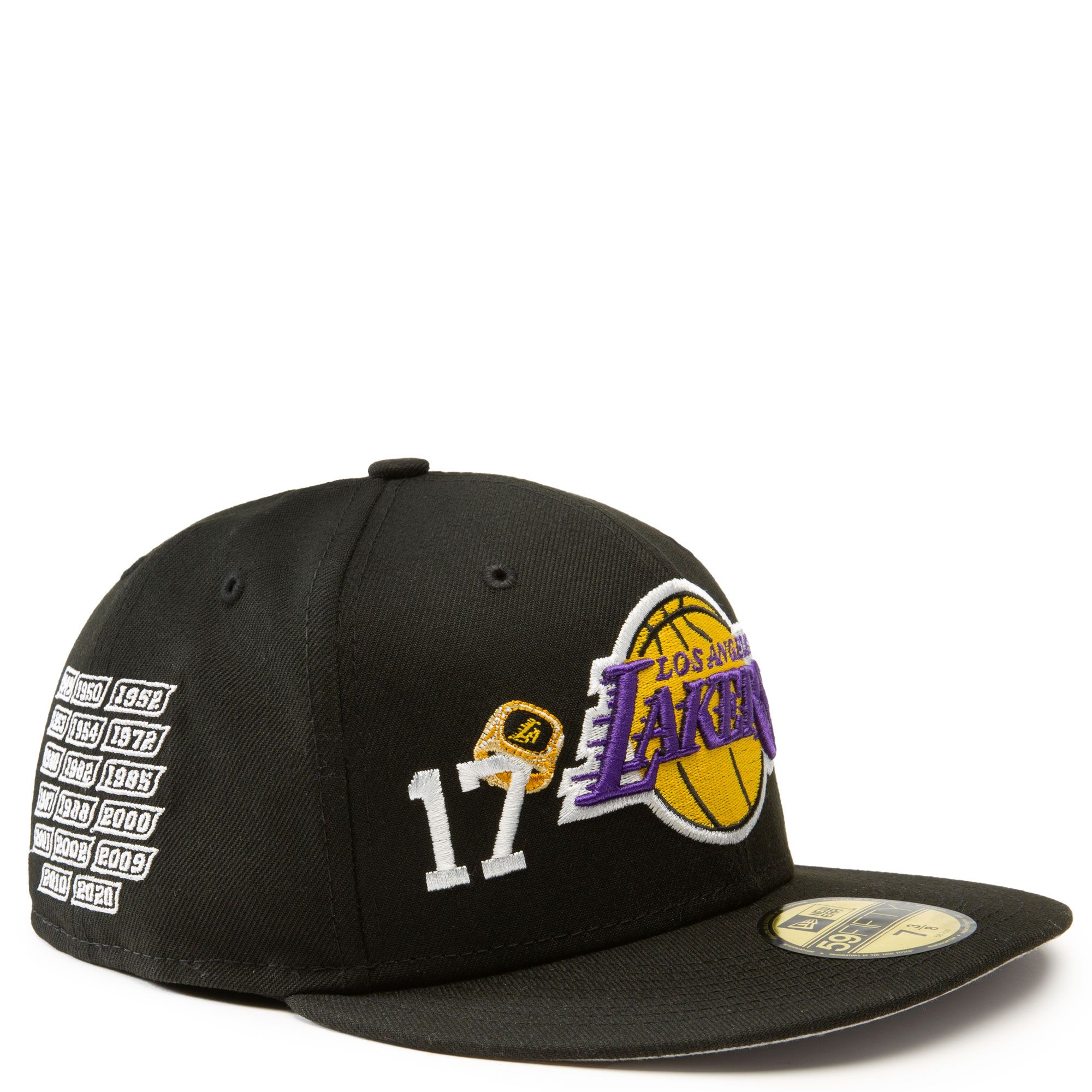 New Era 59FIFTY Los Angeles Lakers 17X Pink Bottom Men's Hat Black 70602113 - Pink - Cotton Blend - 7 5/8