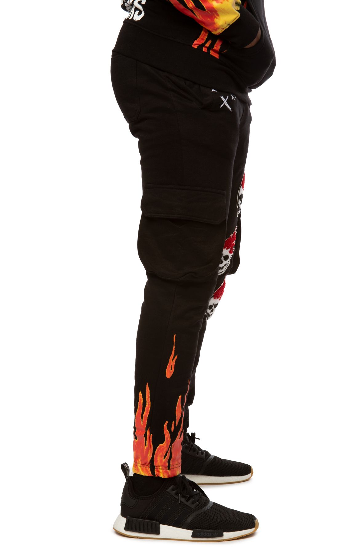 joggers with flames