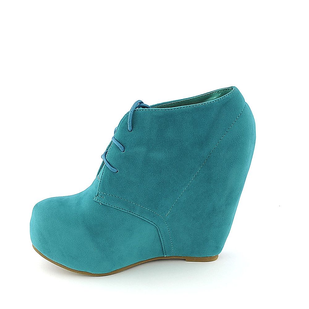 low wedge lace up booties