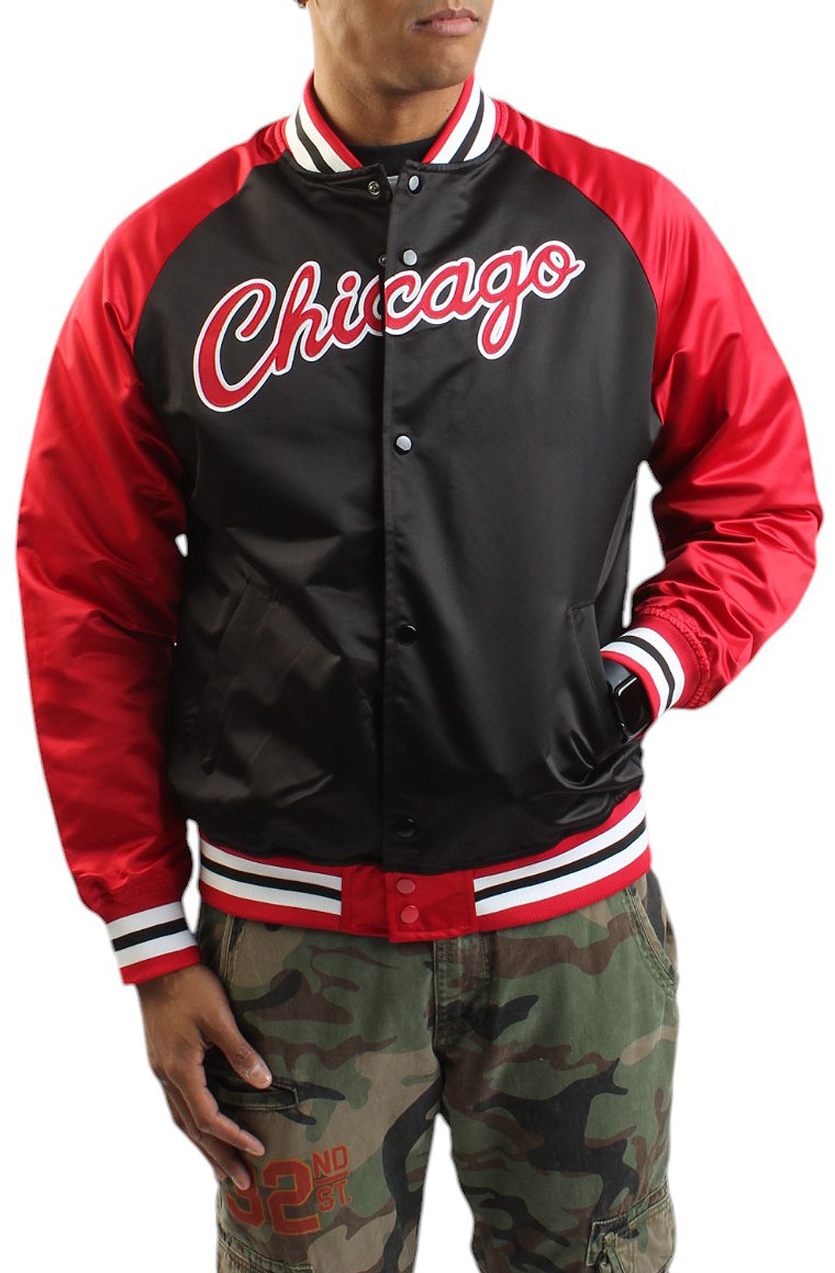 MITCHELL AND NESS NBA Chicago Bulls Vintage Logo Satin Jacket