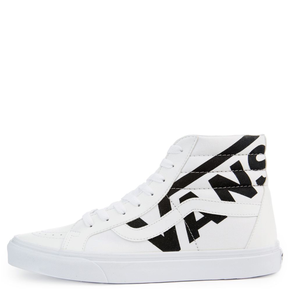 white vans with black writing