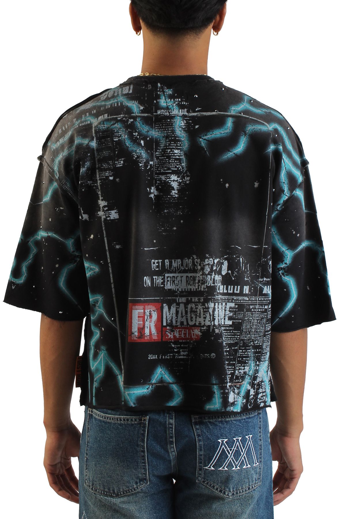FIRST ROW No Longer Human Cropped T-shirt FRM1012-BLK - Shiekh