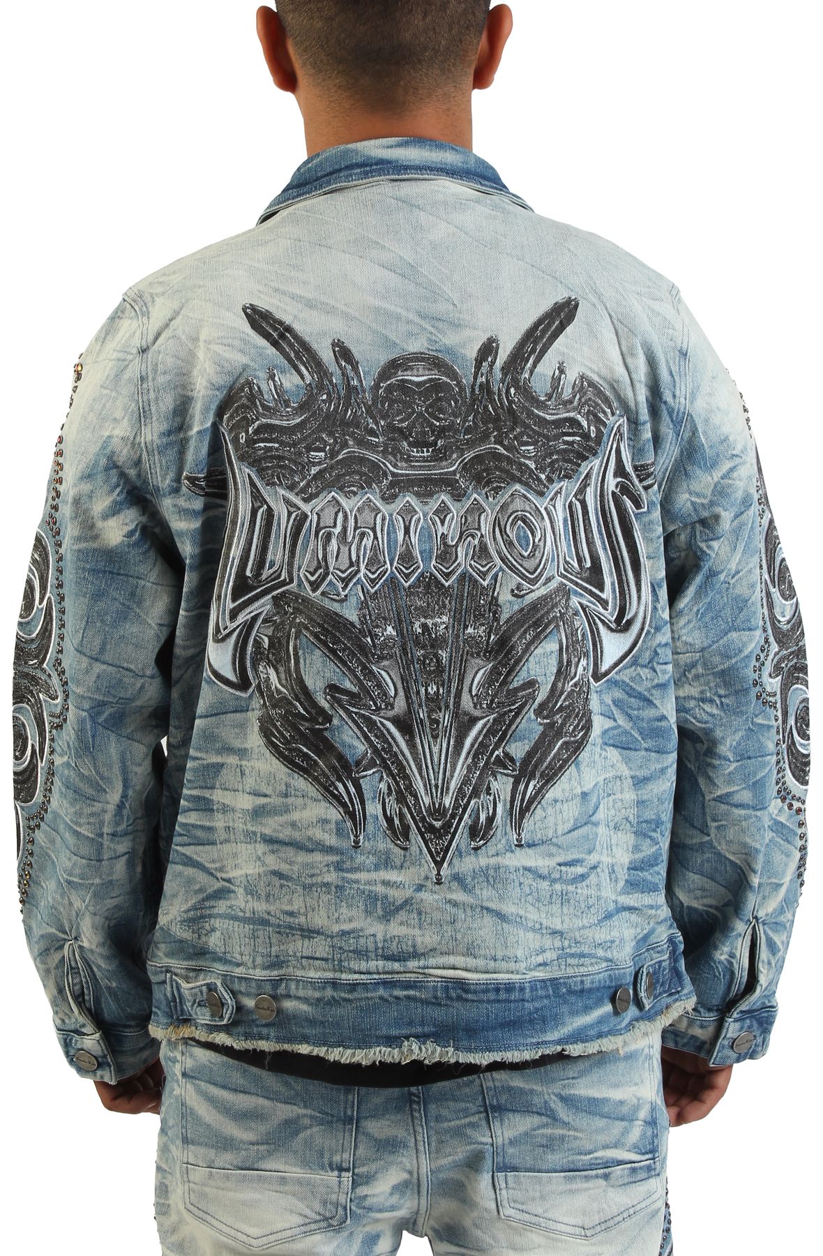 SMOKE RISE Luminous Denim Jacket JJ25546SK-LOW - Shiekh