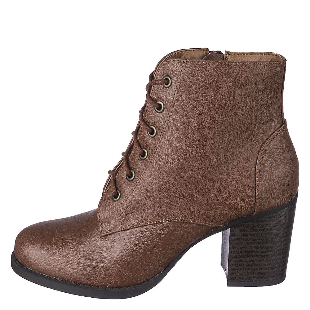 SHIEKH Women's Low Heel LaceUp Boot KormanS FD KORMANS/COGNAC Shiekh