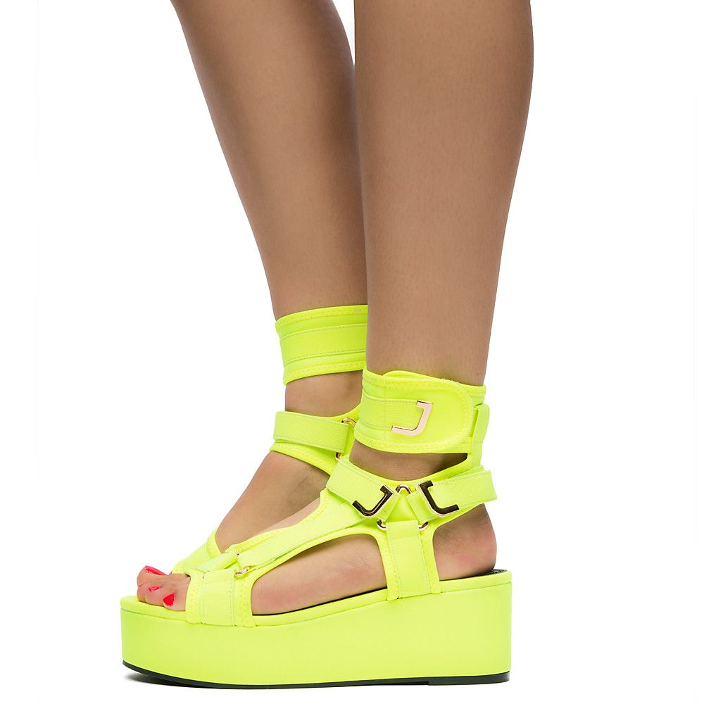 neon wedge sandals