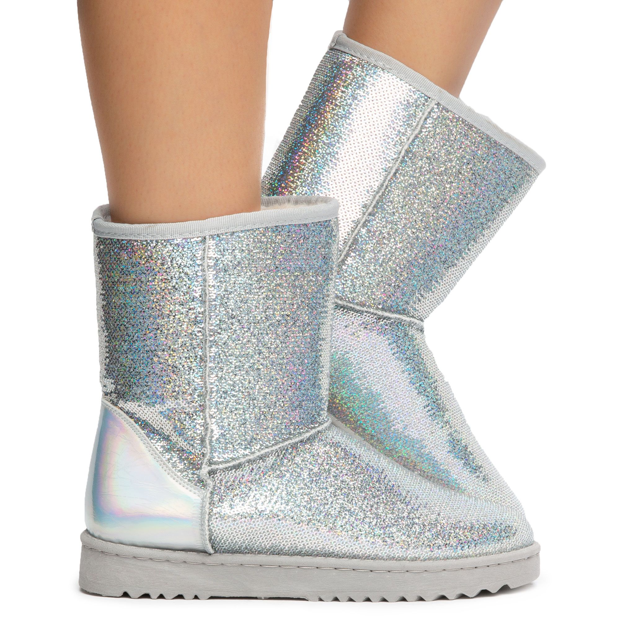 silver boots flat