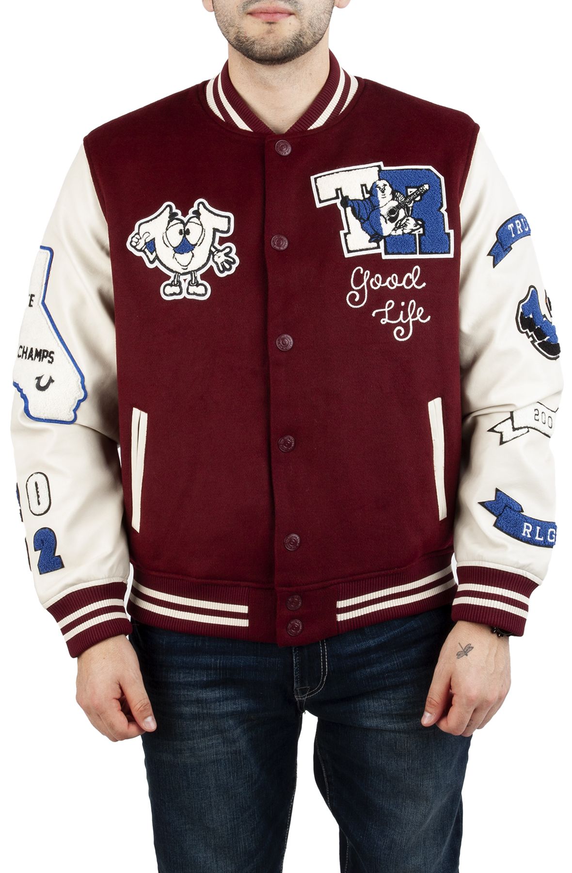 TRUE RELIGION Spliced Varsity Jacket 106287-6189 - Shiekh