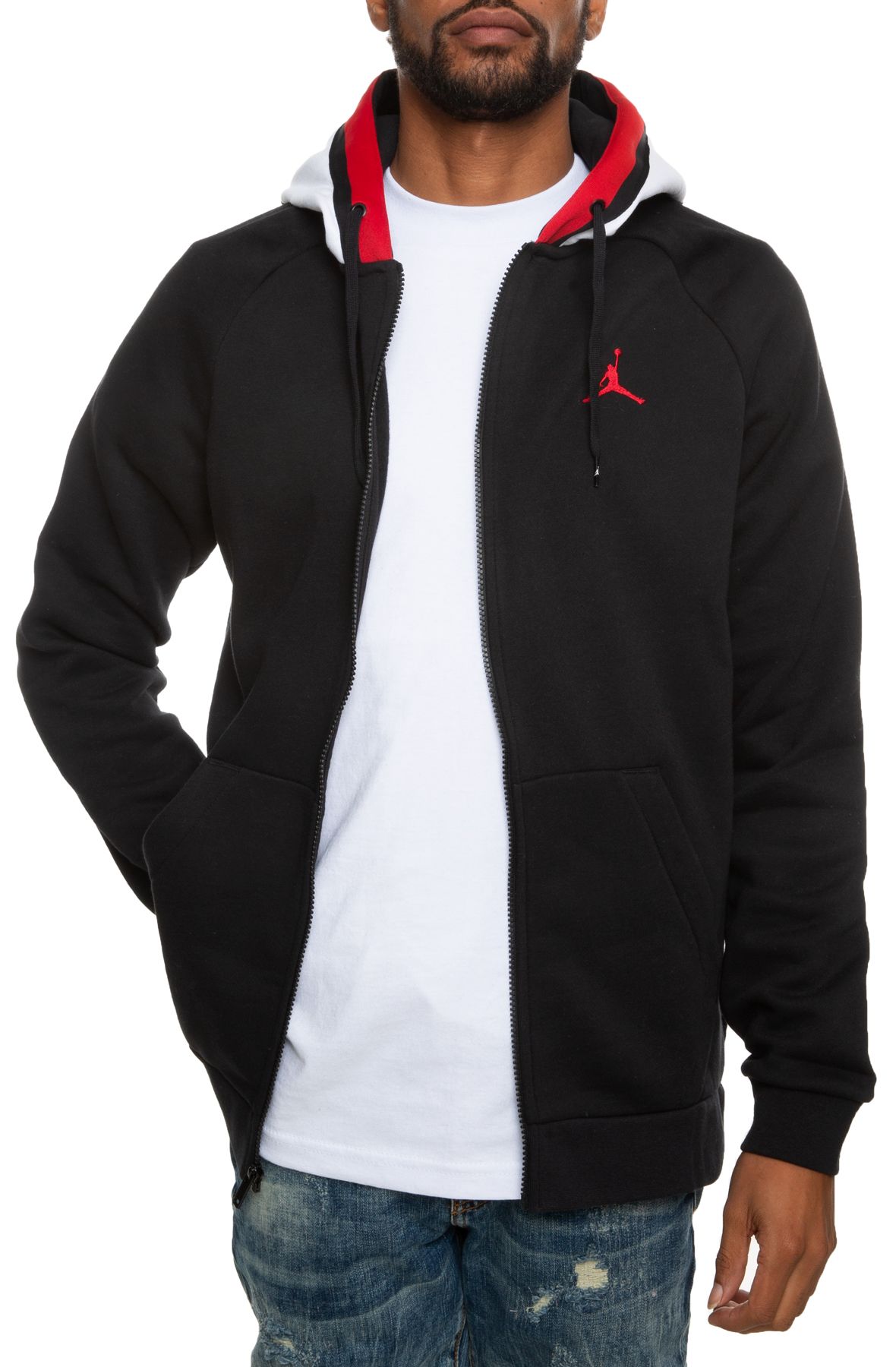 black white and red jordan hoodie