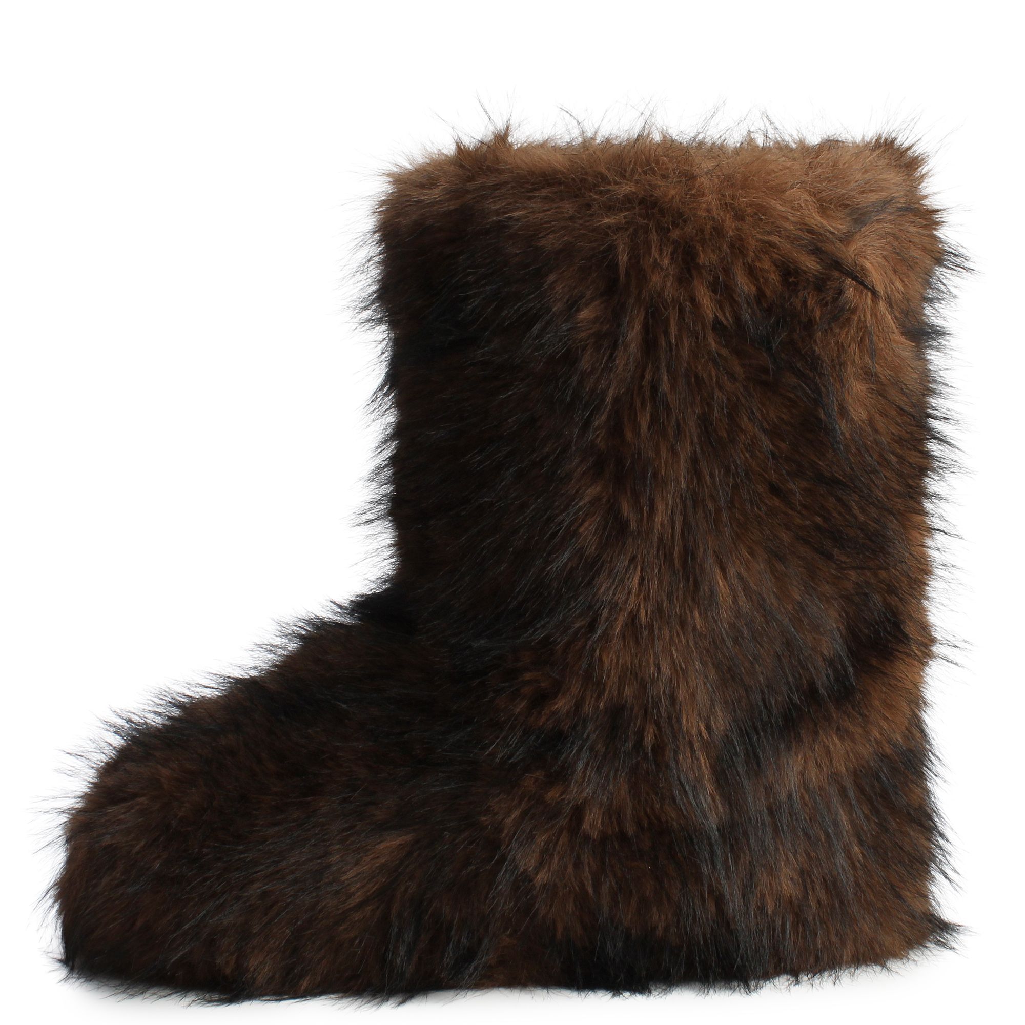 靴 musubore monster fur slip-on BROWN Crocs Cobbler Fuzz Shoes Women 6 Brown Faux Fur Lined Platform
