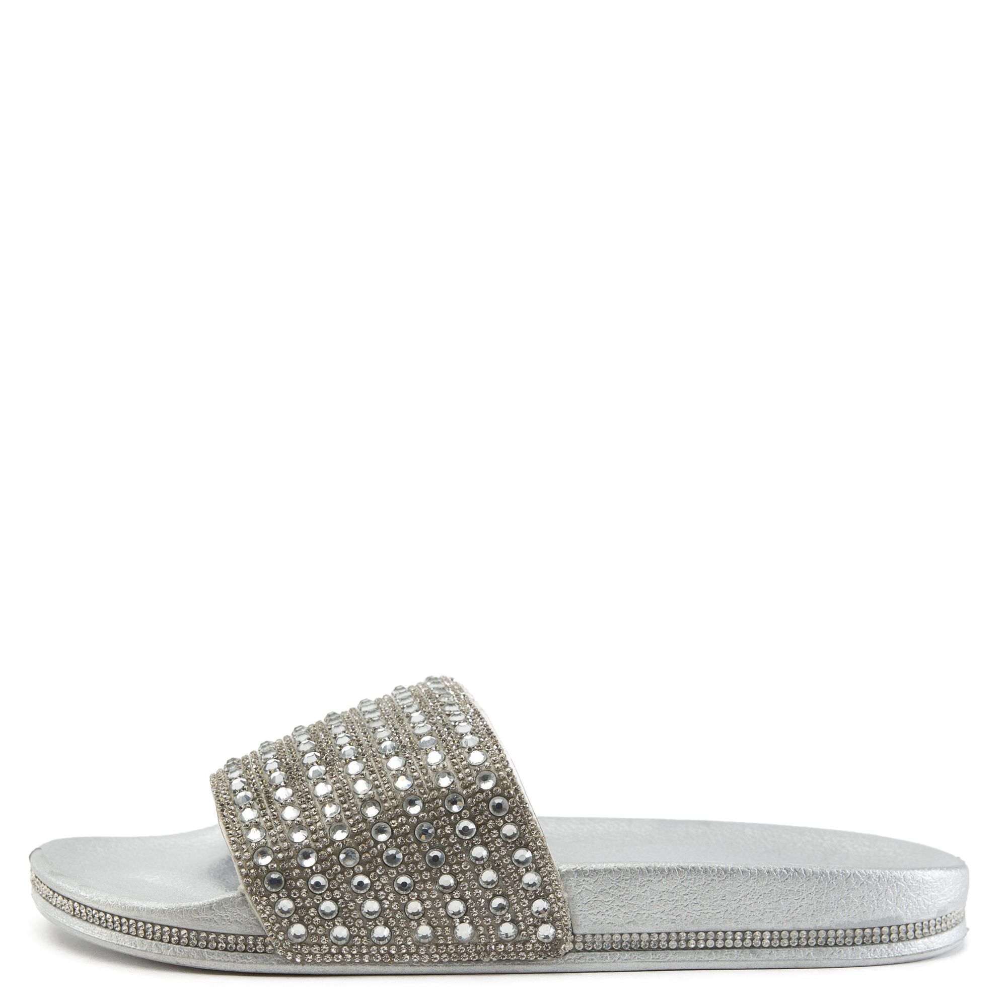 silver womens slides