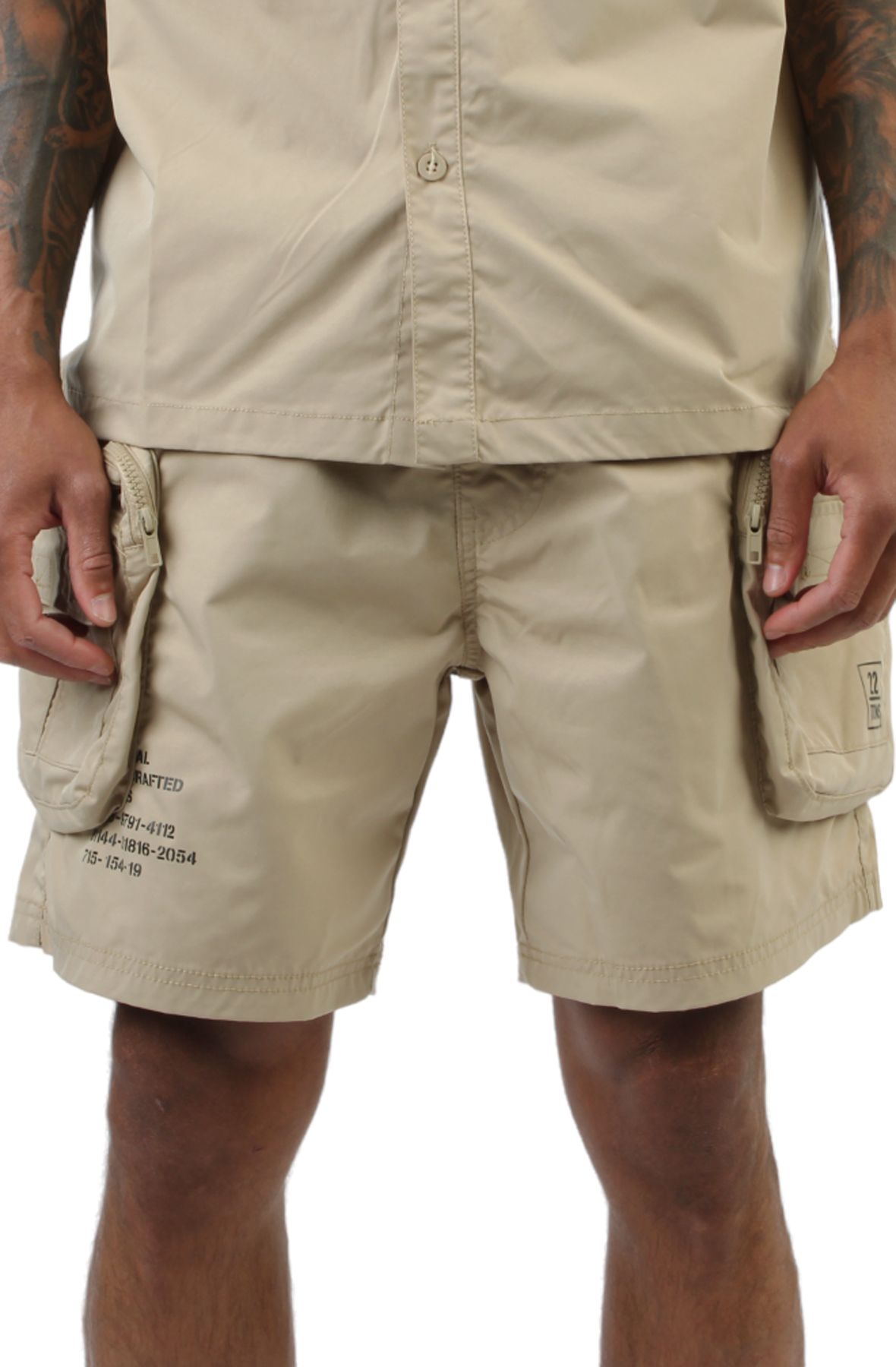 SMOKE RISE Printed Utility Lounge Windbreaker Shorts
