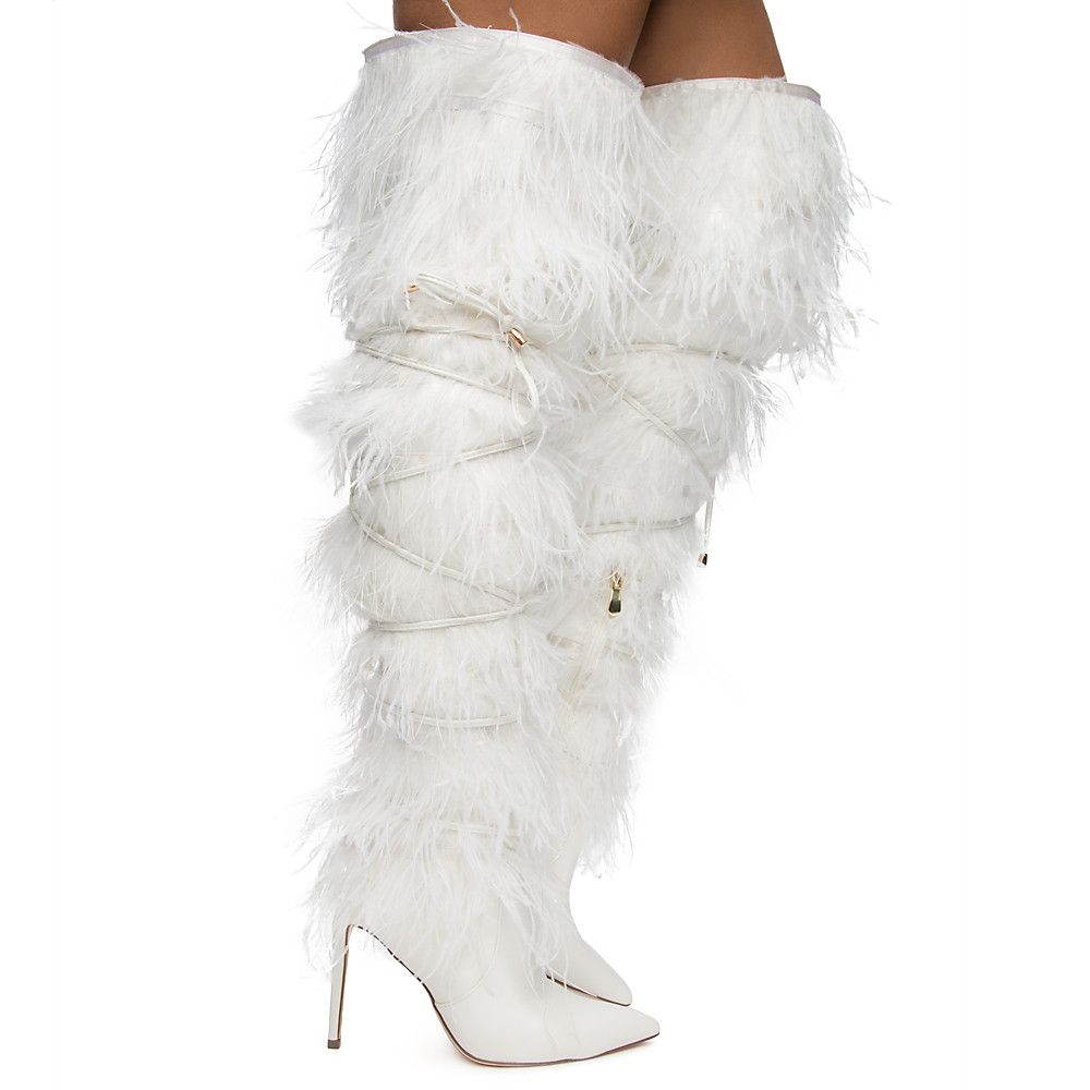 thigh high fuzzy boots