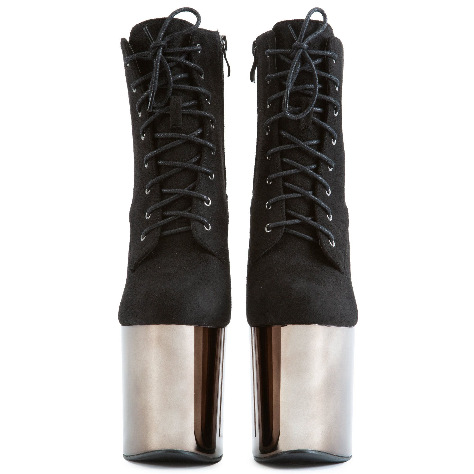 OCHO TOROS Pachuca-01 Platform Heel Booties PACHUCA-01-BLKSD - Shiekh