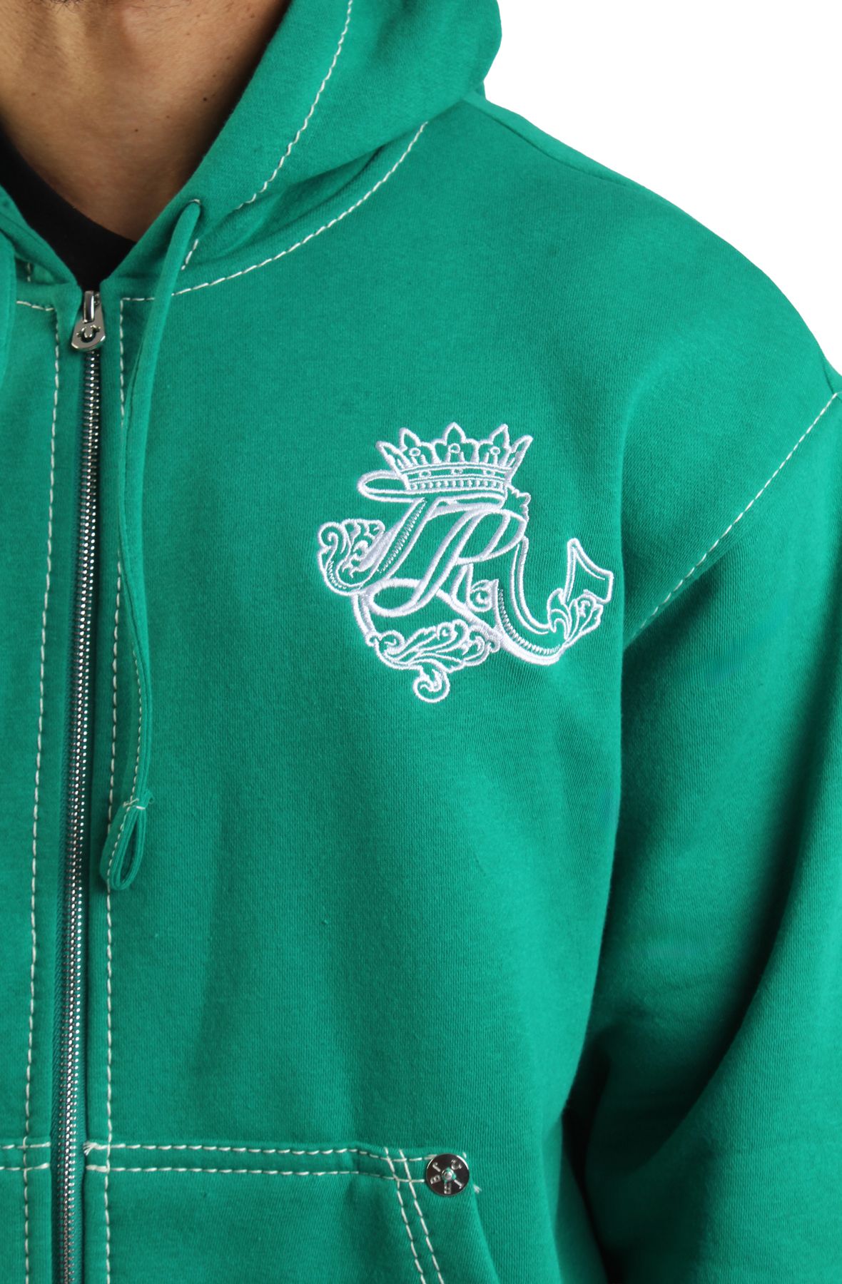 TRUE RELIGION Logo Crest Big T Boxy Zip-Up Hoodie 110150-3087 - Shiekh