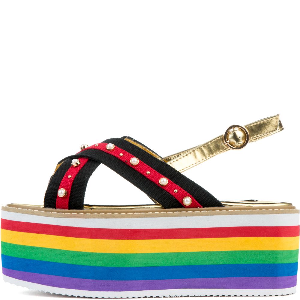 CAPE ROBBIN Rainbow Platform Sandal MOMO-3/GOLD - Shiekh