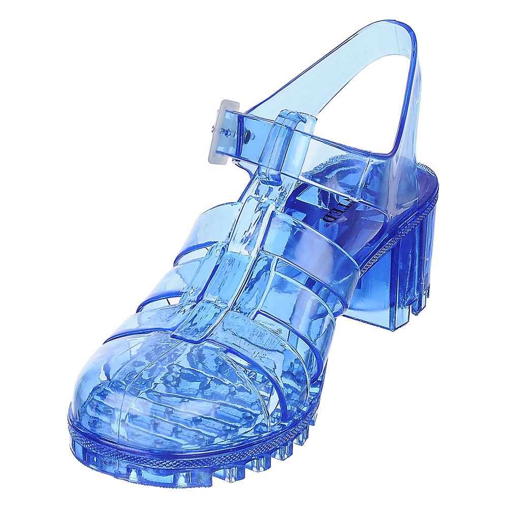 WANTED SHOES INC. Women's Gumball Low Heel Jelly Sandal GUMBALL/BLUE ...