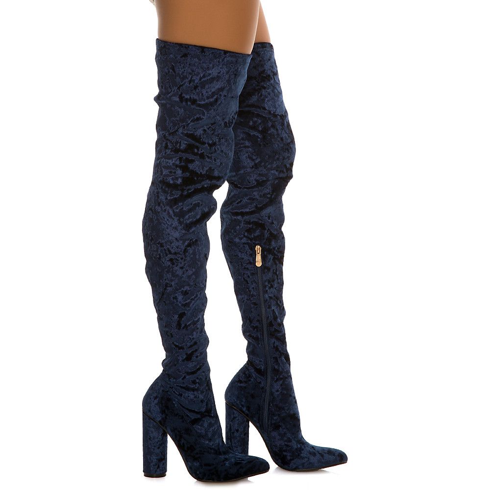thigh high royal blue boots