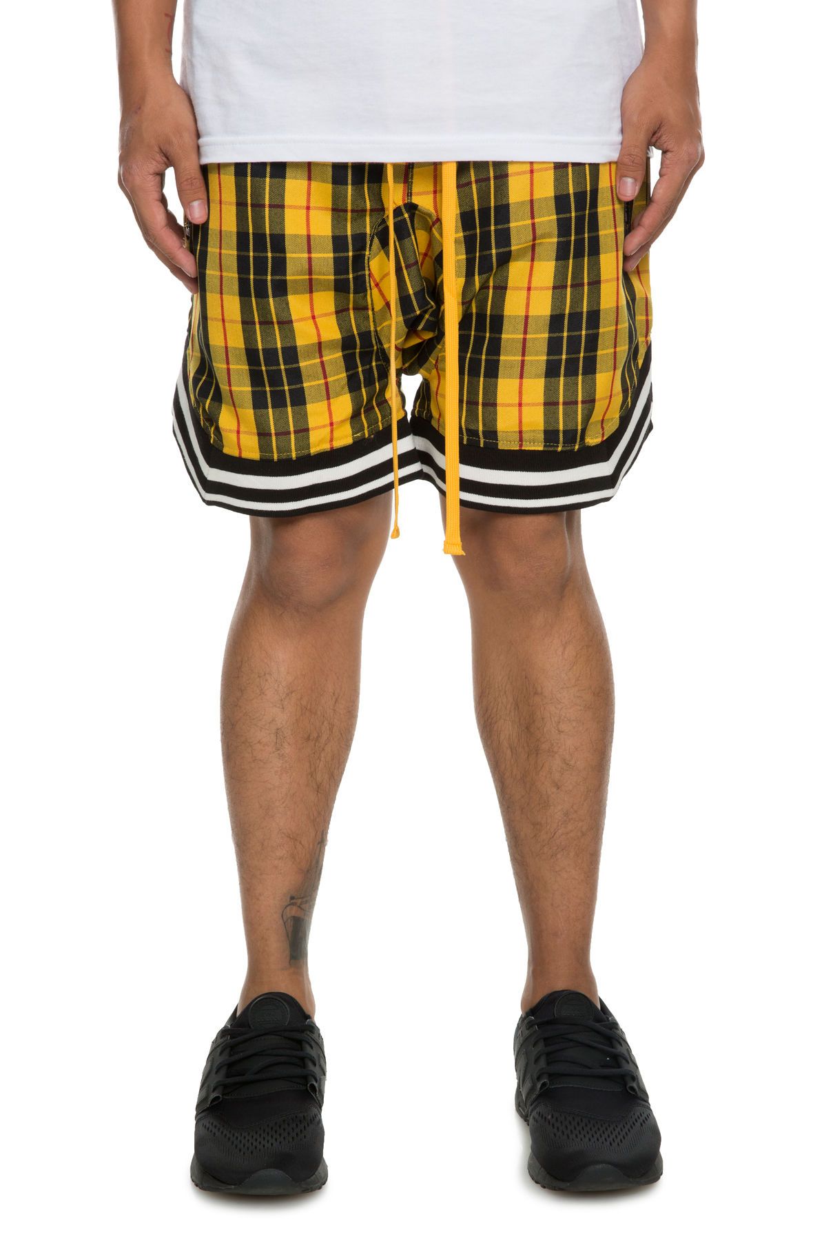 Mens yellow hot sale plaid shorts