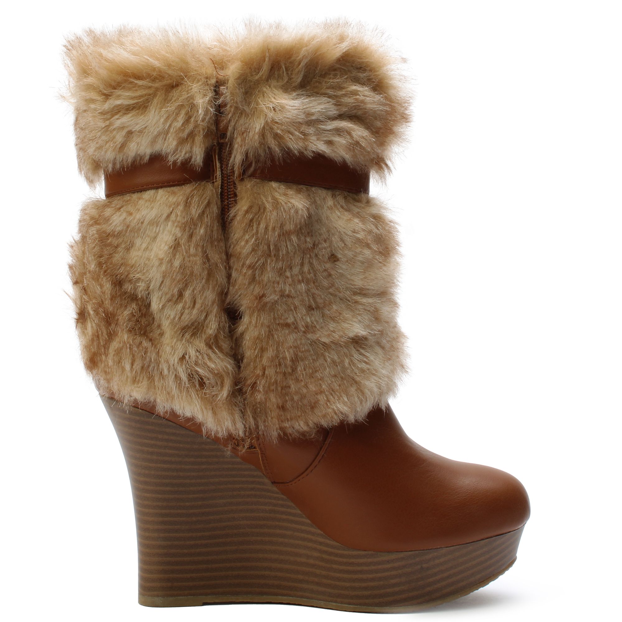 Wedge cheap fur boots