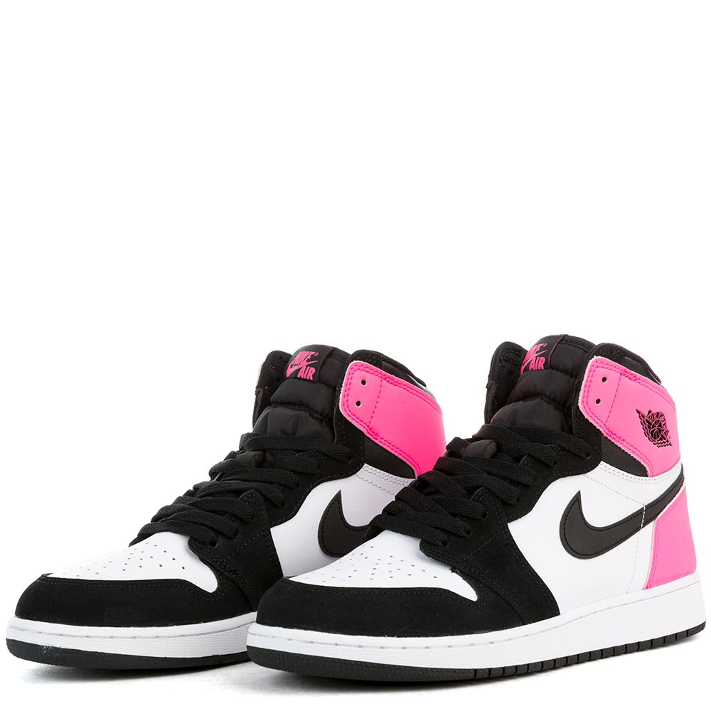 Air Jordan 1 Retro High OG Boys Shoes Black/Hyper-Pink/White