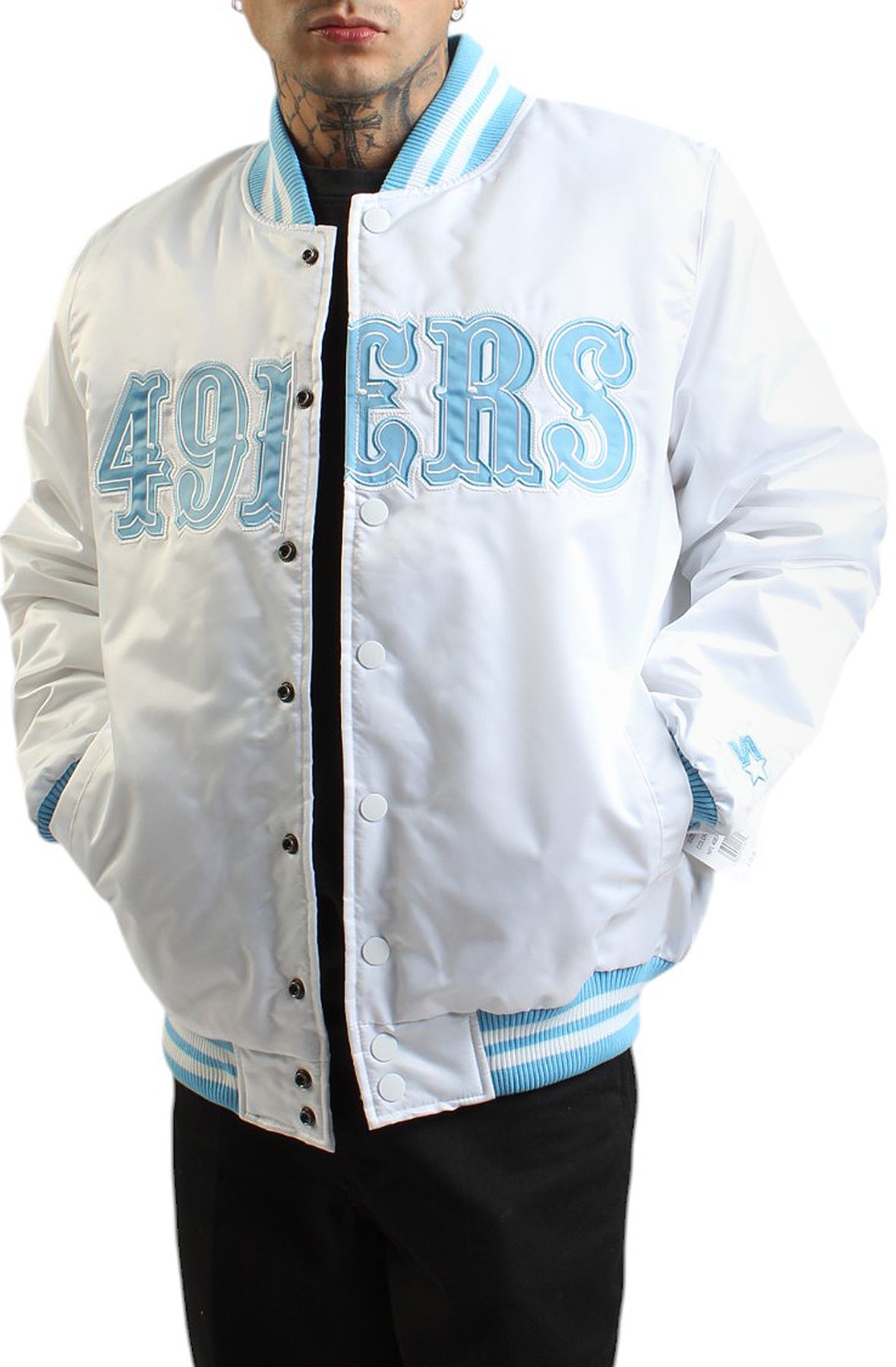San Francisco 49ers ジャケット Starter San Francisco 49ers Letterman Mens Jacket Black