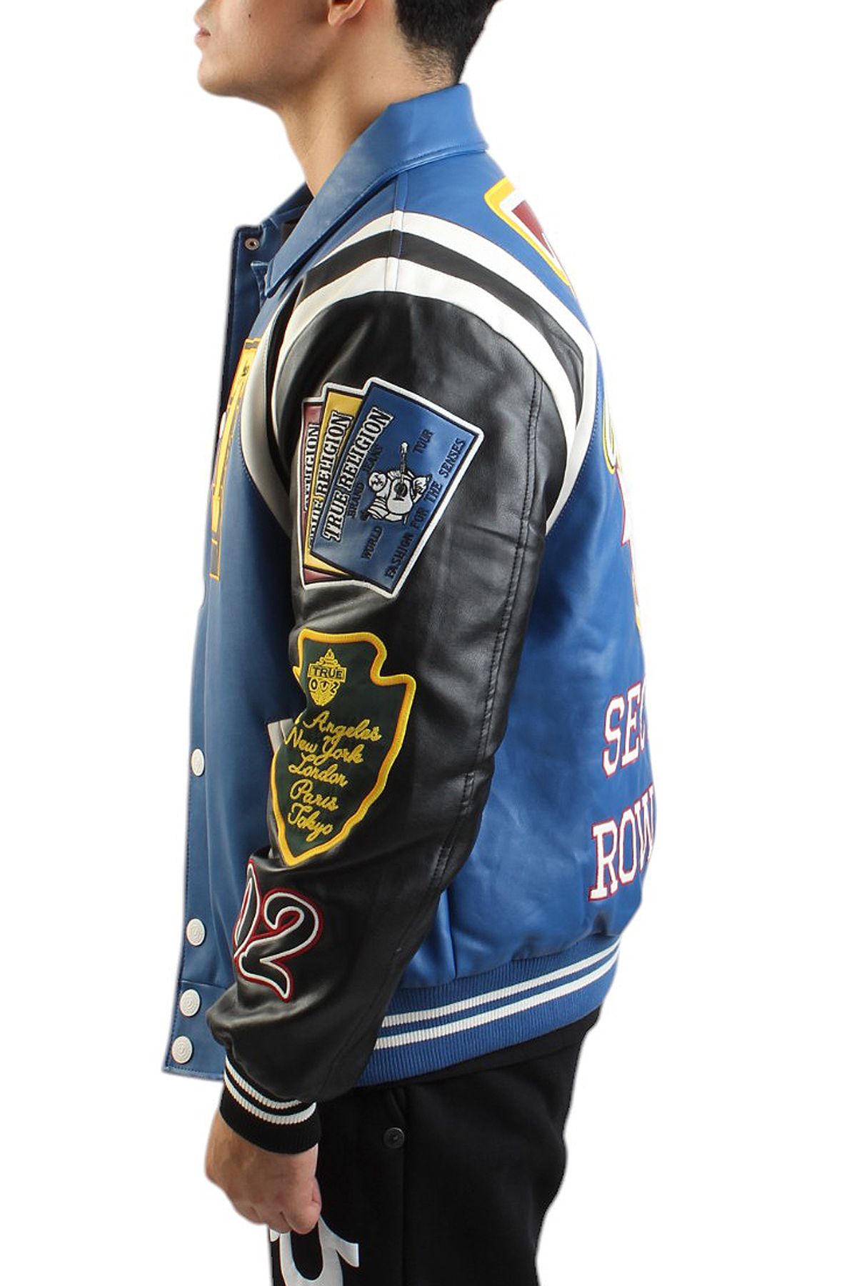 TRUE RELIGION PATCH EMBROIDERY VARSITY JACKET 108891BLU - Shiekh