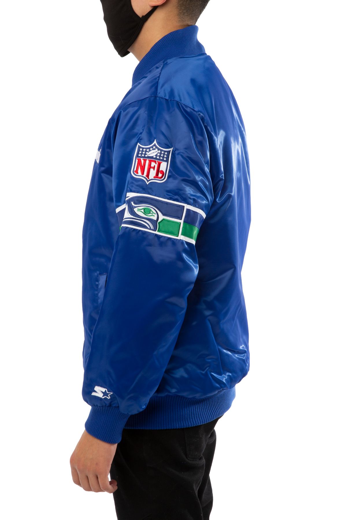 Starter Satin Green and Blue Seattle Seahawks Jacket - Jackets Masters