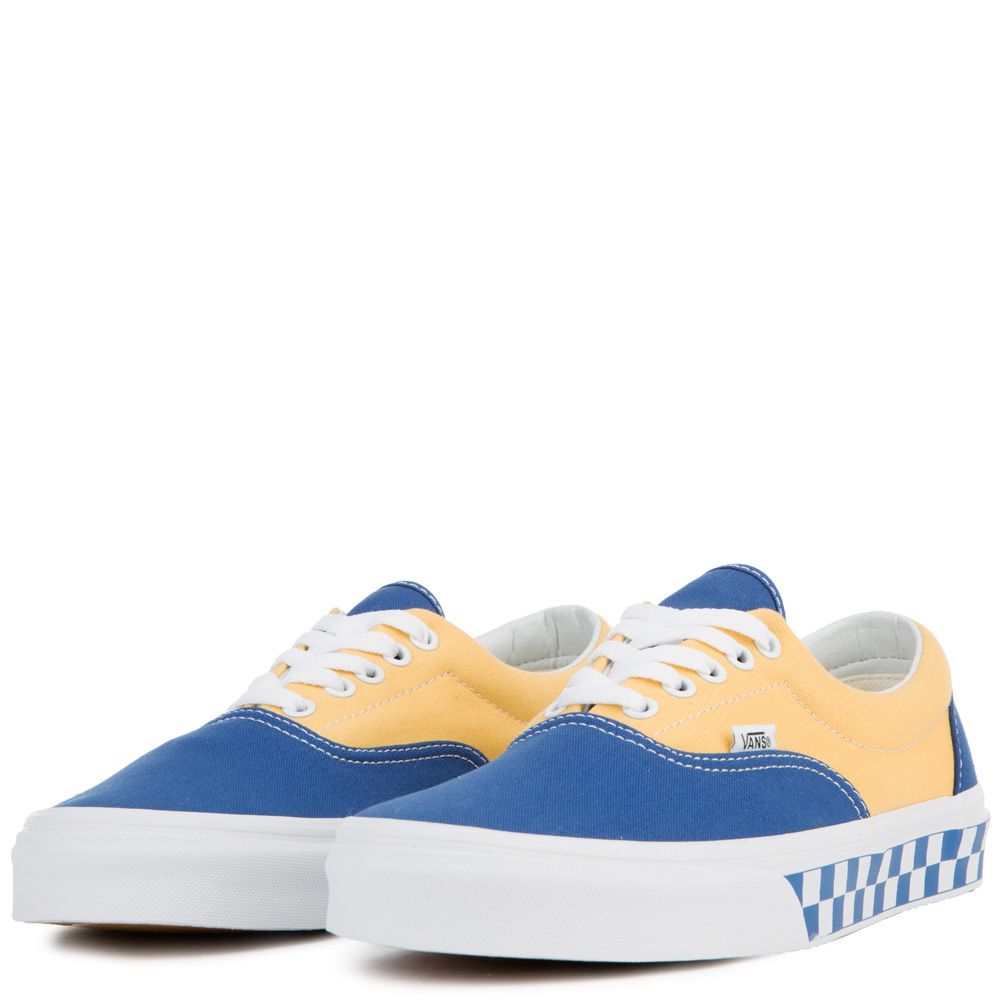 blue vans yellow stripe