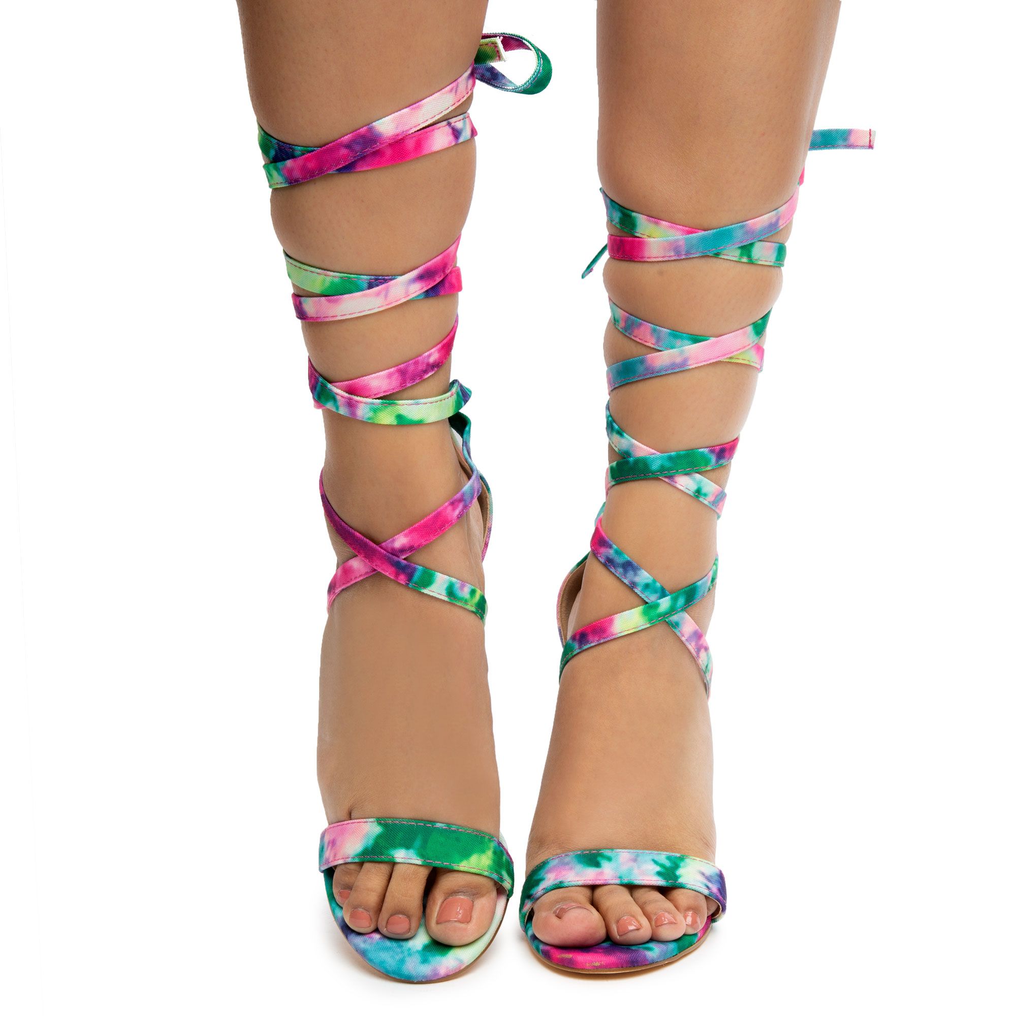 strappy tie up heels