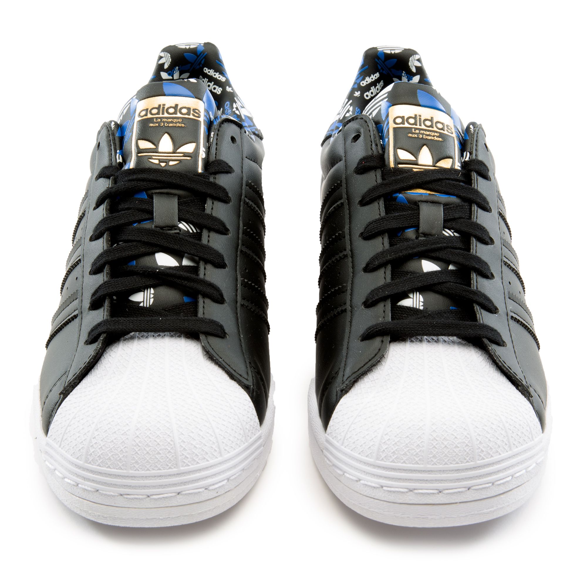 Adidas Originals Superstar Core Black Gold Blue 8.5