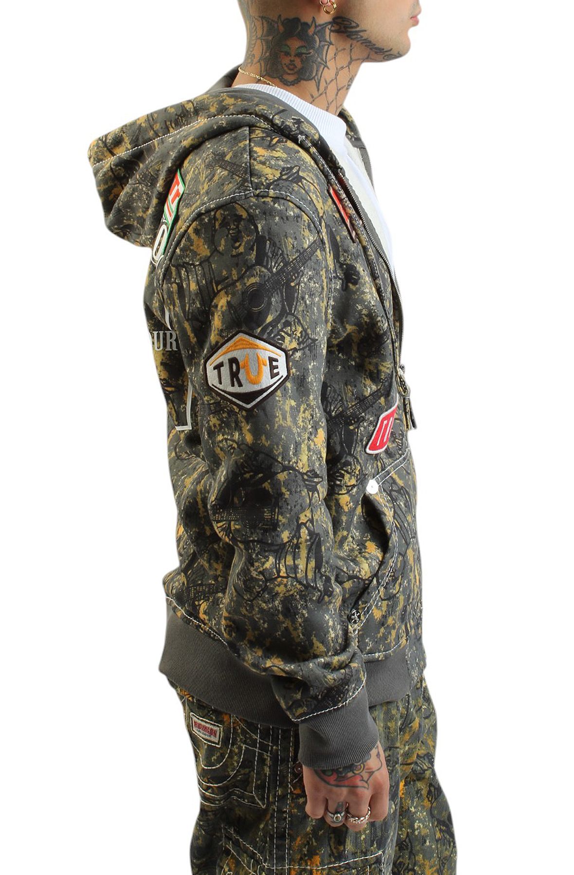 TRUE RELIGION Big T Buddha Zip Hoodie 109017-BCAM - Shiekh