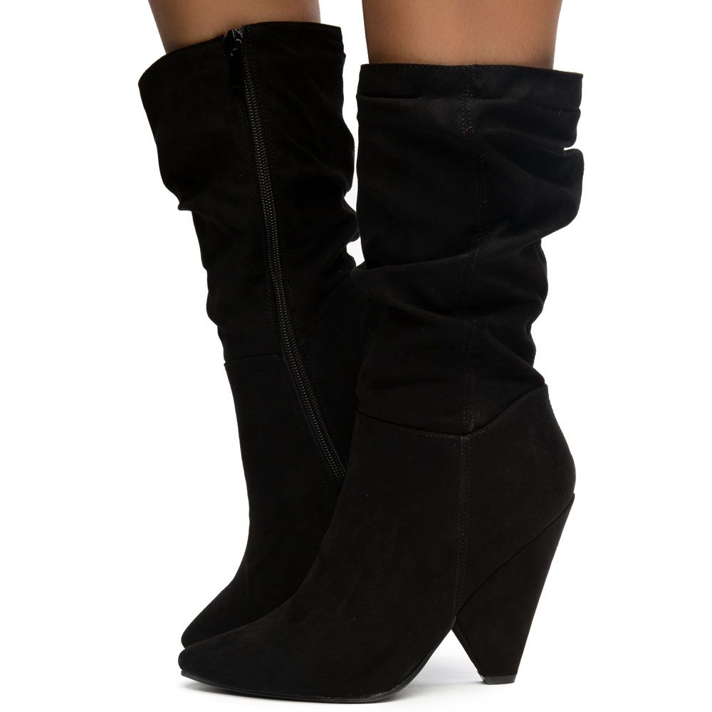 suede black slouch boots