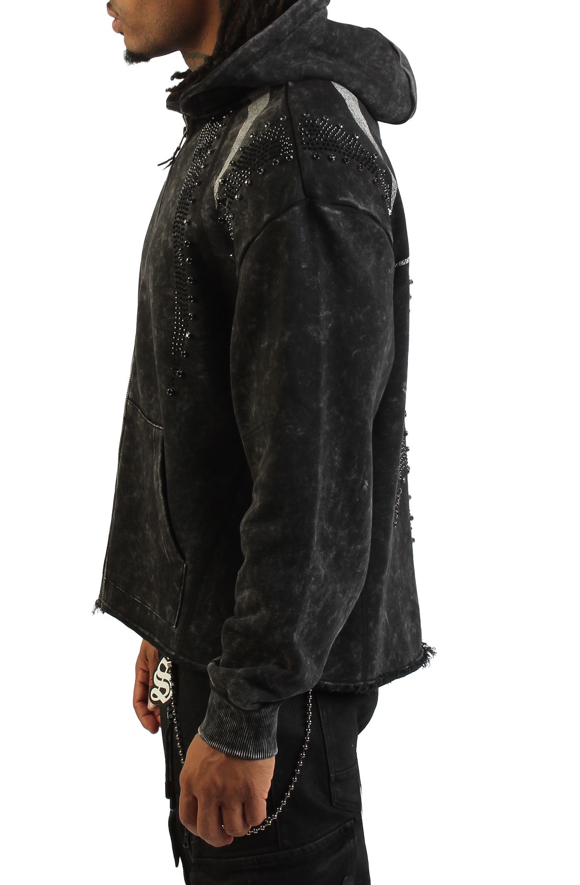 TJBB フーディー SMOKE RISE Rhinestone Zip Hoodie FO26S449SK-BLK - Shiekh