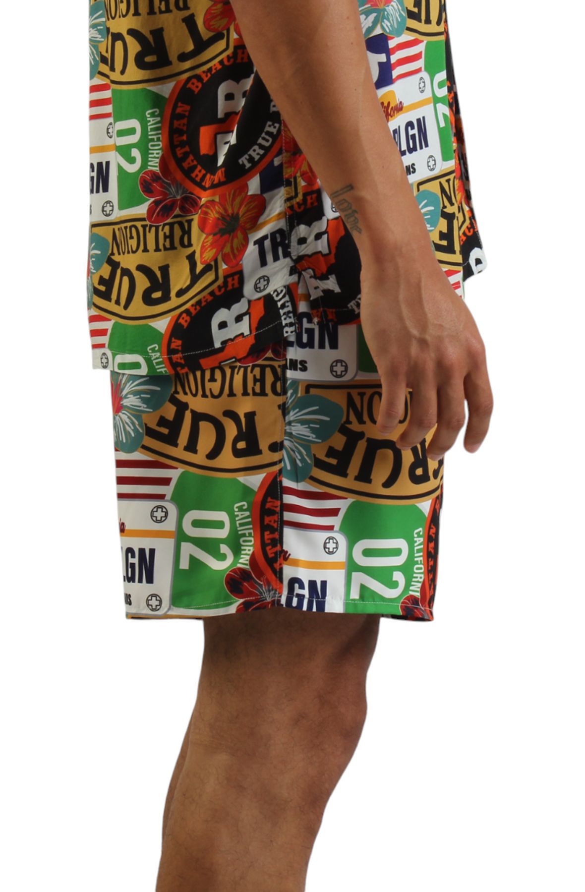 TRUE RELIGION Allover Tropical Logo Board Short 109318-1787 - Shiekh