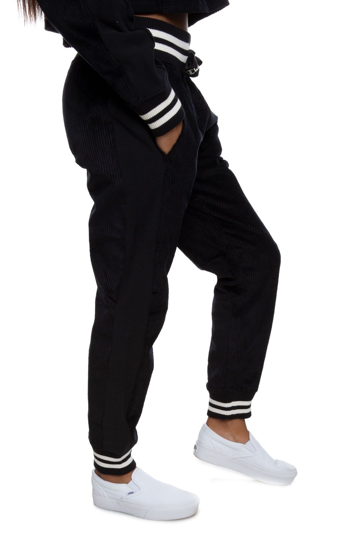 black corduroy joggers